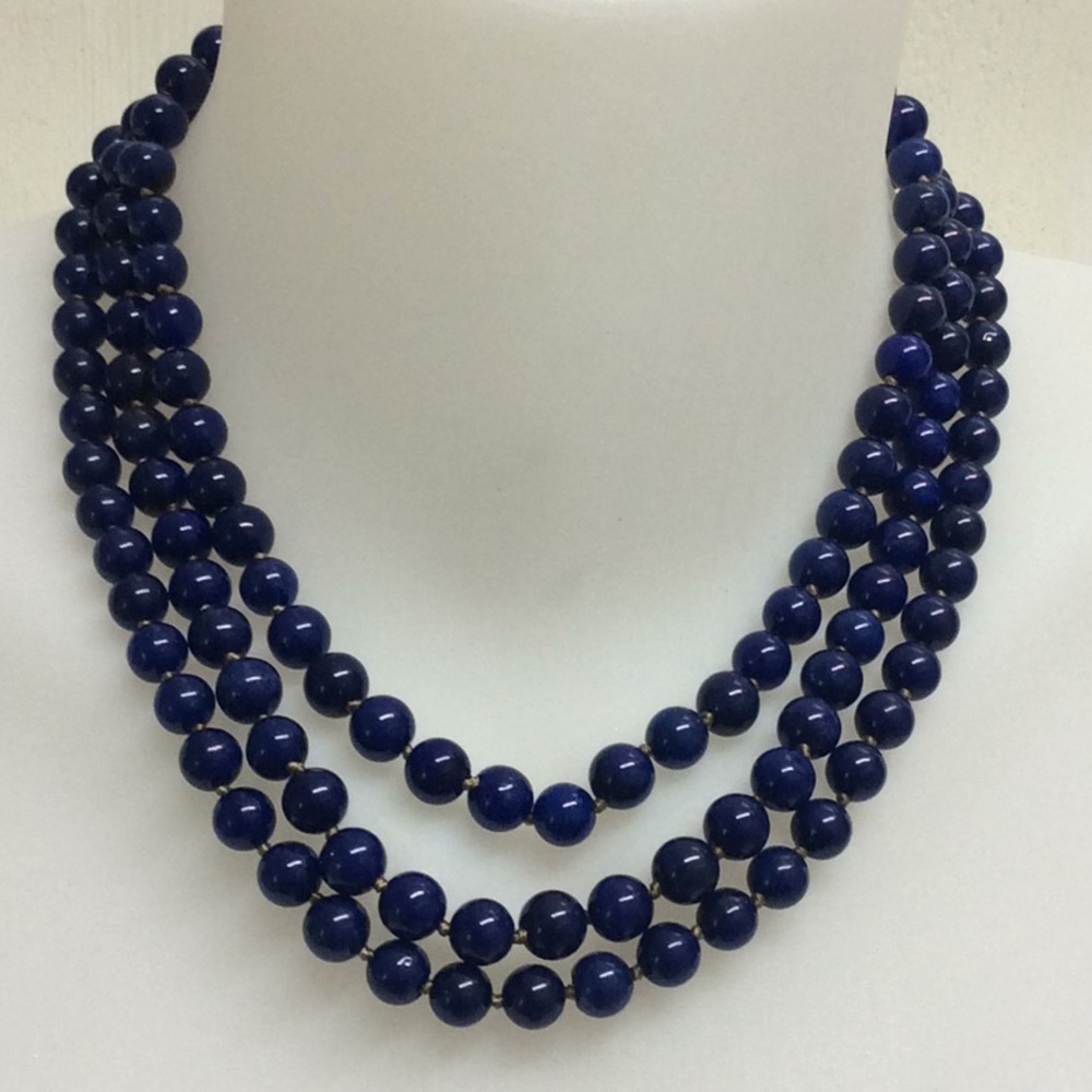 Lapis lazuli blue stone beads necklace new